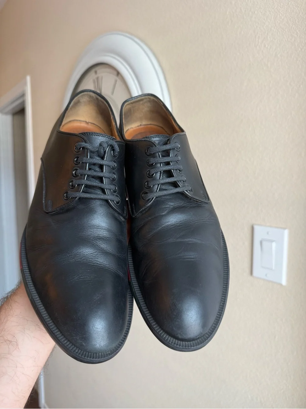 Gucci Web Black Leather Lace-up Oxford SZ 9.5